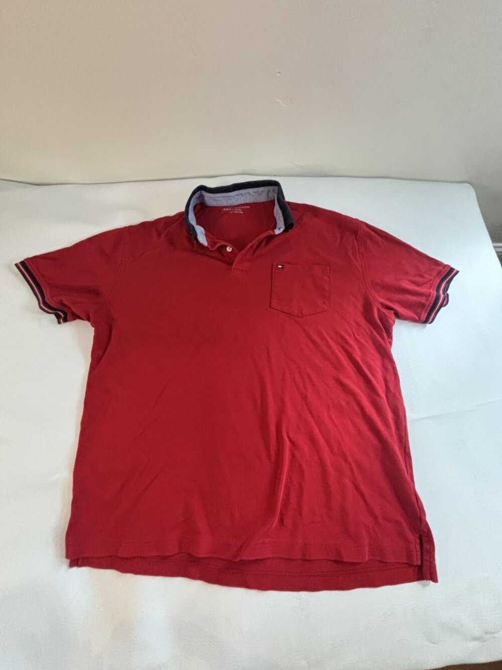 Tommy Hilfiger Mens Red Polo Shirt XXL Short Sleeve 100% Cotton